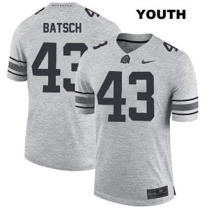 Youth NCAA Ohio State Buckeyes Ryan Batsch #43 College Stitched Authentic Nike Gray Football Jersey FD20X46UD